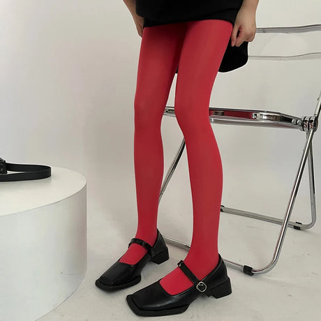 Sweet Girls Colorful Elastic Long Hosiery Stockings Women Candy Color Sexy Tights Spring Autumn Warm Velvet Seamless Pantyhose