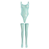 Toucheart Erotic Dress with Leg Socks Mesh See-through Patchwork Seductive Body Shaping Backless Women Intimate Hollow Dress Set