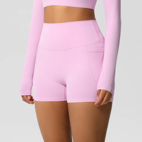 Solid Color Yoga Pants With Pockets Quick Drying High Waisted Gym Push Up Yoga Shorts for Woman Breathable Workout Fitness Short