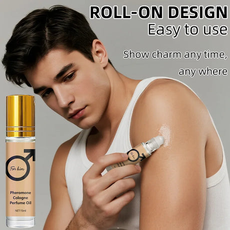 Lemonfay Pheromone Cologne Oil for Men Roll On Perfume Long Lasting Fragrance Portable 15ml Eau De Toilette for Daily Date