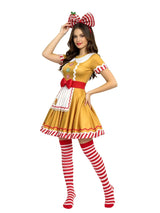 Gingerbread Woman Cosplay Costume for Women Christmas Halloween Masquerade Party Dress Set Stage Performance Fancy Outfit