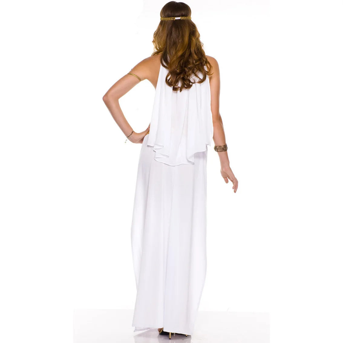 Ancient Egyptian Queen Inspired Ankha Cosplay Costume Set, White/Black Goddess Dress Gold Accents for Halloween & Themed Parties