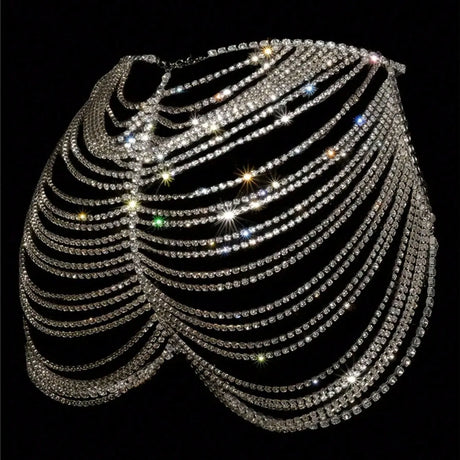 Sexy Rhinestone Skirt Bikini Outside Match Hollow Chain Hip Accessories Nightclub Stage Performance Clothes Female