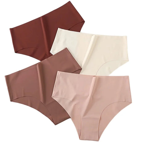 2Pcs/Set Ice Silk Panties Seamless High Waist Briefs Women Full Coverage Underwear Female Underpants No Show Sexy Lingerie XS-XL