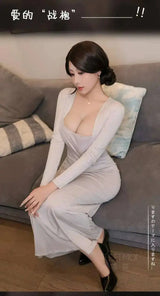 Gentle Chest Cushion Seductive Thin Sheer Seductive Revealing Chest Home Set Sexy Dress Elegant Long Dress Hot Sexy Women STF7