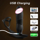 Remote Control Anal Telescopic Vibrator Male Thrusting Prostate Massager Penis Cock Ring Butt Plug Sex Toy for Adult For Gay