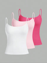 European and American Spring, Summer and Autumn Solid Color Daily Casual Adjustable Suspender Vest Three-Piece Set