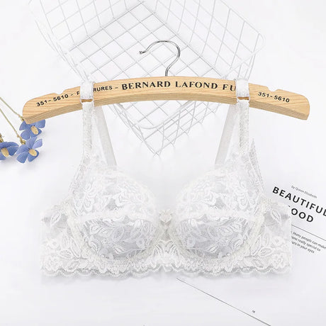 Plus Size Lace Ultra-thin Push Up Bra Women Sexy Hollow Out Lingerie Lady Lace Transparent Underwear Female Embroidery Solid Bra
