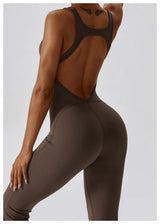 Solid Yoga Jumpsuit One Piece Outfit Fitness Bodysuit Workout Clothes for Women Sportwear Women Buttock lifting Set Activewear