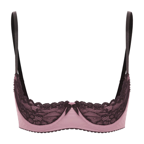 Women Sexy Open Cups Bra Exposed Nipples Lingerie Tops Adjustable Straps Underwire Lace Push Up Brassiere Underwear Nightwear