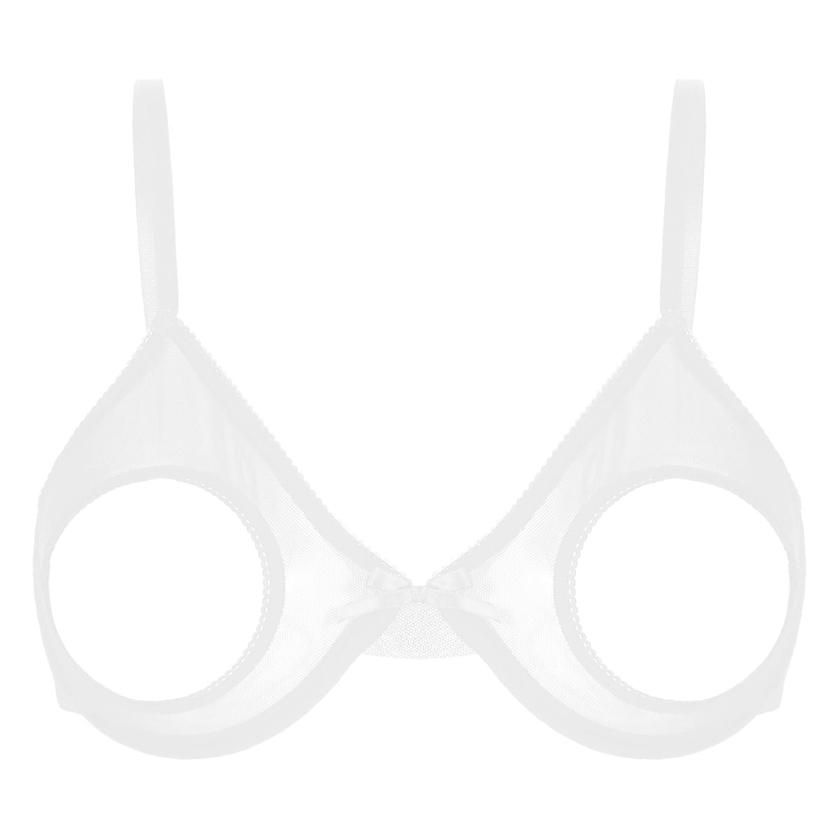 Women's Sheer Mesh Hollow Out Open Nipples Underwired Bra Tops  Push Up Unlined Bralette Bra Sexy Brassiere Balconette Underwear