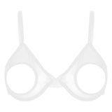 Women's Sheer Mesh Hollow Out Open Nipples Underwired Bra Tops  Push Up Unlined Bralette Bra Sexy Brassiere Balconette Underwear