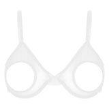 Women's Sheer Mesh Hollow Out Open Nipples Underwired Bra Tops  Push Up Unlined Bralette Bra Sexy Brassiere Balconette Underwear