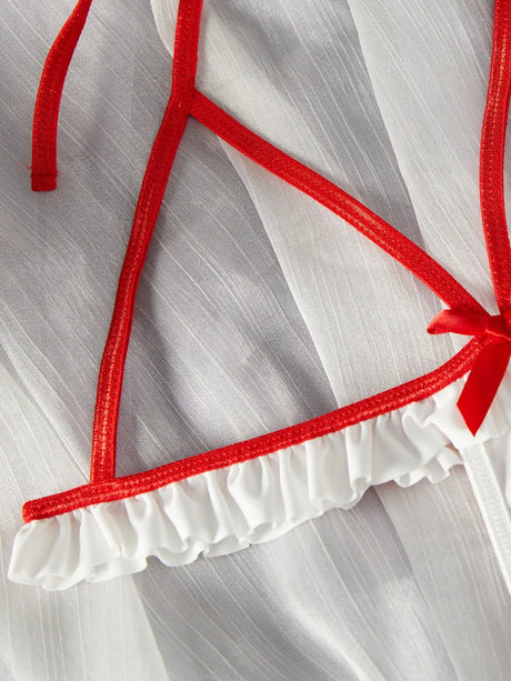 Nurse-Style Cosplay Lingerie Set, Maid-Style Hollow-Out Design Lingerie, Available in White and Black