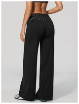 Fashion Polka Dot And Striped Wide Leg Pants For Women Fold Over Waist  Bell-bottoms Flare Yoga Pants Push Up Workout Leggings