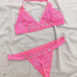 NEW Custom Name Thongs Lingerie Personalized Bra Thong Sets Sexy Lace Underwear Valentines Day Hotwife Gift Plus Size G-string