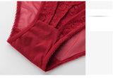 French Red 1/2 Cup Sexy Bra Set Lace Flowers Embroidery Women Underwear Push Up Brassiere and Panties Garter 3 Pieces Sets