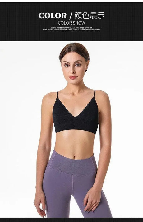 V Neck Seamless Triangle Cup Bra Camisole Underwear Wrapped Chest Women S M L Breathable Gather Up Sports Fitness Yoga Casual