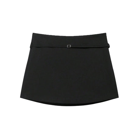 Women's Solid Color Skort with Belt Side Zipper Casual Shorts Skirts Fashionable And Stylish Women's Clothing