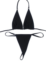 Women's Sexy Backless Triangle Bikini Set 2-Piece Strap Micro Swimsuit with Bottom for Summer Pool Parties And Beach Vacations