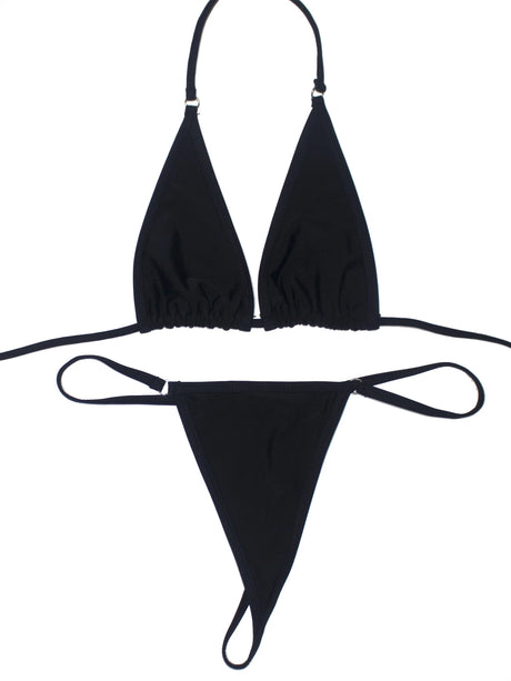 Women's Sexy Backless Triangle Bikini Set 2-Piece Strap Micro Swimsuit with Bottom for Summer Pool Parties And Beach Vacations