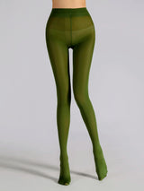 1 Pair Women's Olive Green 80D Velvet High Elastic Sexy Tights Pantyhose Large Size Spring Summer Autumn Daily Party Wear