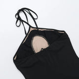 Hanging Neck Suspender Slim Fit Nightclub Sexy Women's Long Dress Elegant Fashionable Perspective Temperament Dinner Dress