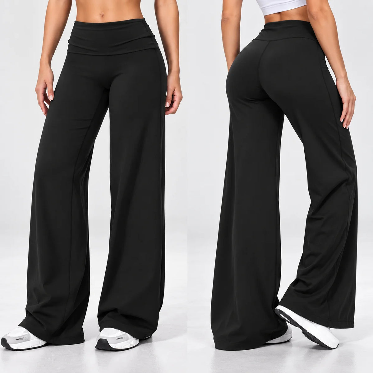 DFXEN LOGO New Women Wide Leg Yoga Pants High Waist Butt Lift Loose Fitness Gym Workout Flare Leggings Casual Sports Trousers