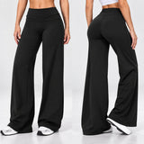 DFXEN LOGO New Women Wide Leg Yoga Pants High Waist Butt Lift Loose Fitness Gym Workout Flare Leggings Casual Sports Trousers