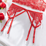 Krasapt New Embroidery 3 Items Sexy Lingerie Set Intimates Porn Female Underwear Uncensored Red Erotic Lingerie Sex Shop