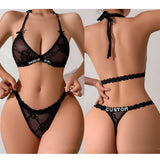 NEW Custom Name Thongs Lingerie Personalized Bra Thong Sets Sexy Lace Underwear Valentines Day Hotwife Gift Plus Size G-string