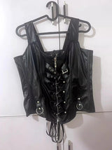 Faux Leather Harness Court Shaper Overbust Corselet Women Sexy Buckled Bustier Waist Trainer Vest Corset Overbust