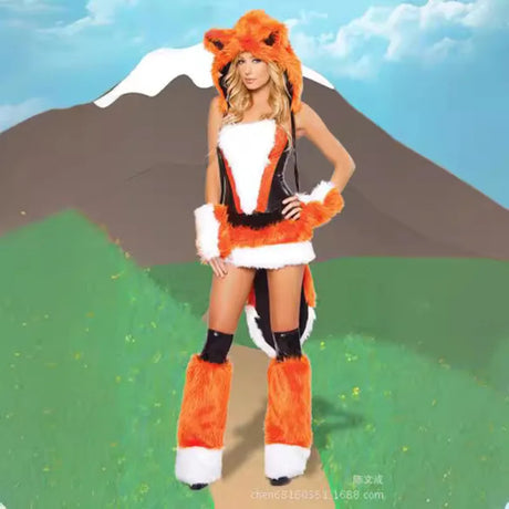 Cosplay Halloween Party Costume Ape Character Role Play Uniform Orange With Big Tail Wolf Game Costume Cosplay Costume