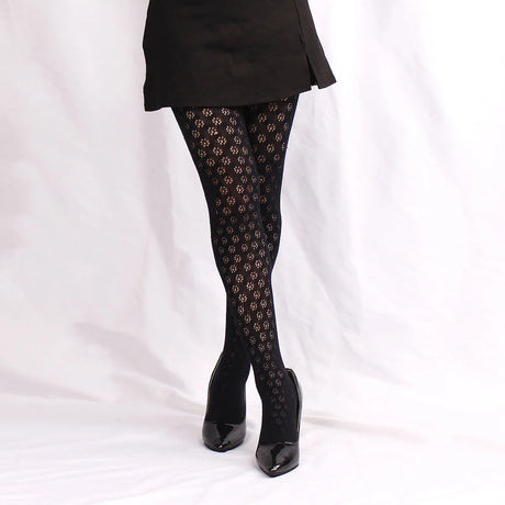 Retro Hollow Out Dot Round Floral Women's Pantyhose Thin Sexy Mesh Breathable Hottie Slim Fit Tights