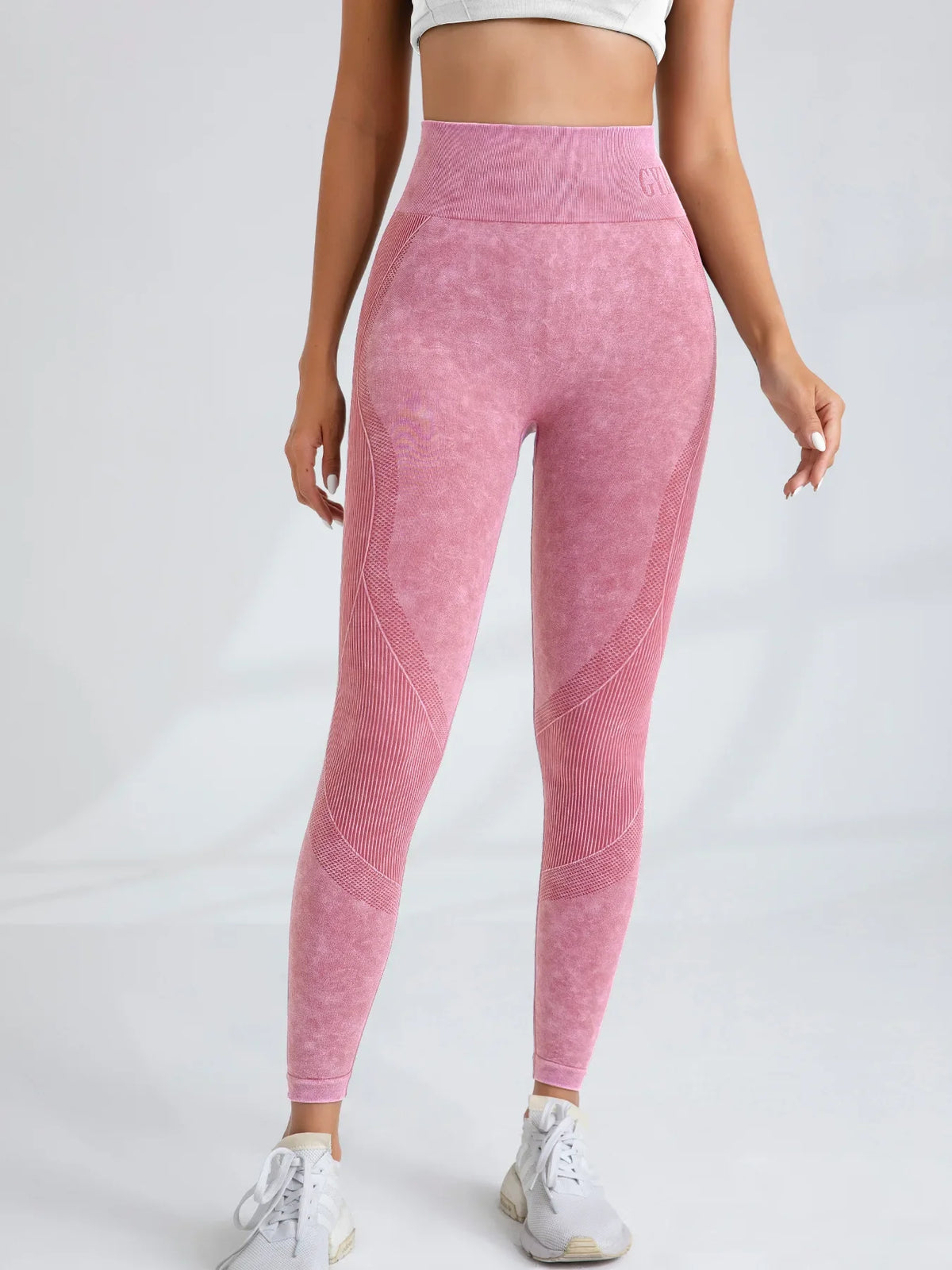 Women Seamless Gym High Waist Yoga Pants Hip Lifting Outdoor Sports Tight Waist Letter Sand Washed Pants Exercise Yoga Leggings