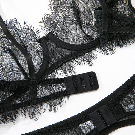 Women's Pink Floral Lace Sheer Lingerie Set See-Through Push-Up Bra Waist Cincher with Garter Belt Thong Intimate Erotic Outfits