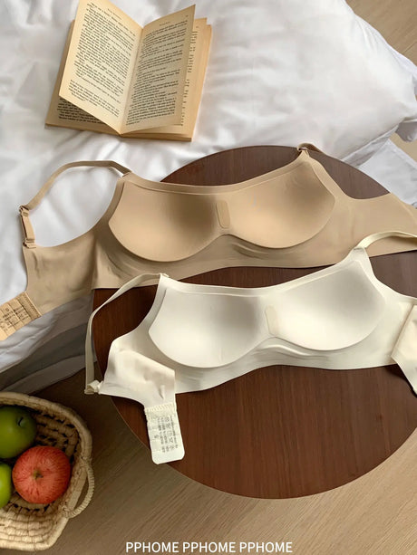 Plunge Neck Floral Demi Cup Bra Small Bust Wirefree Push Up Seamless Invisible Thin Cute Teen Girls Daily Wear Underwear