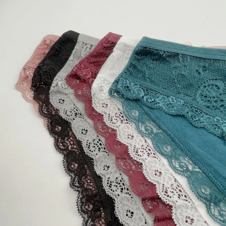 5 PCS/SET New Arrival Low Rise Ladies Sexy Lace Panty Underpants Panties For Women Lingerie Cotton Briefs