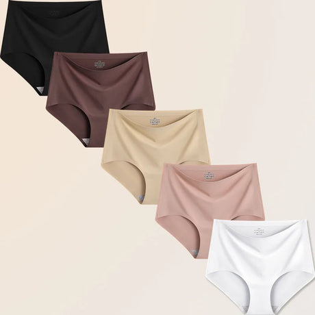 FINETOO 5Pcs Women's Panties Seamless Underwear Invisibles Briefs High Waist Full Coverage Breathable Moisture Wicking Underpant