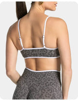 LOGO 2pcs High Quality Yoga SetNew Leopard Print Sports Underwear, Shockproof Butt Lift Workout Sports Trousers Women Activewear