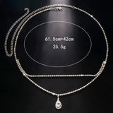 Luxury Women's Rhinestone Double Chain Water Drop Waist chain Crystal Body Belly Chain Fashion Accessory for Special Occasions