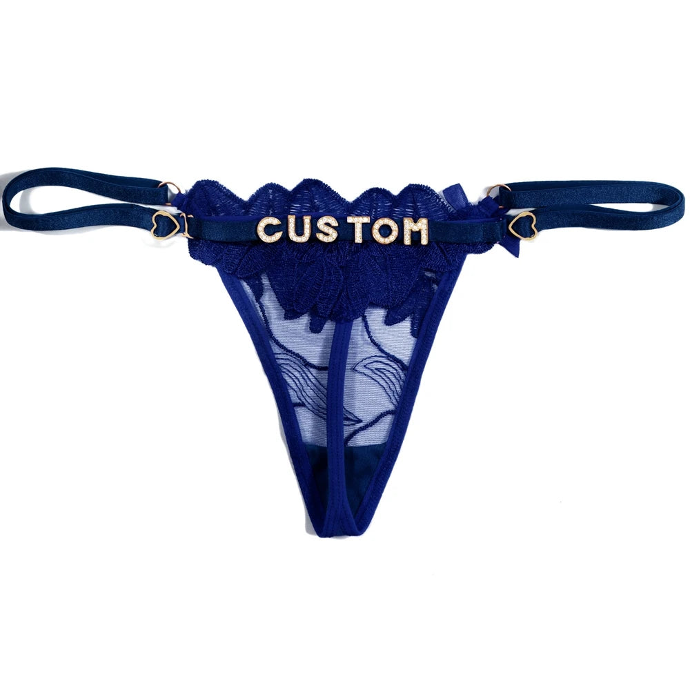 Sexy Customized Name Lace Thong Panties for Women Adjustable Underwear Detachable DIY Letter Personality Valentine's Day Gift