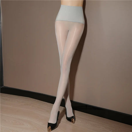 High Waist Seamless Stockings Horse Oil Stockings Sexy Oily Pantyhose Thin Section Flesh-colored Glossy Stockings женские чулки