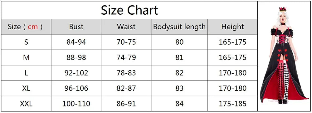 Queen of Hearts Costume Women Alice in Wonderland Costume Poker Queen Cosplay Halloween Carnival Masquerade Costumes Sexy Dress