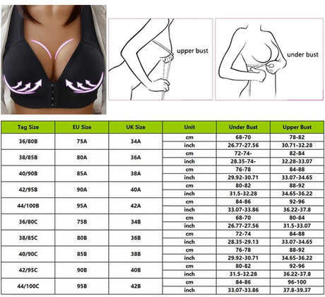 Women's Bra Wire-Free Front Closure Solid Color Full Coverage Fixed Cups Push up Brassiere Gather Bra Shockproof Underwear