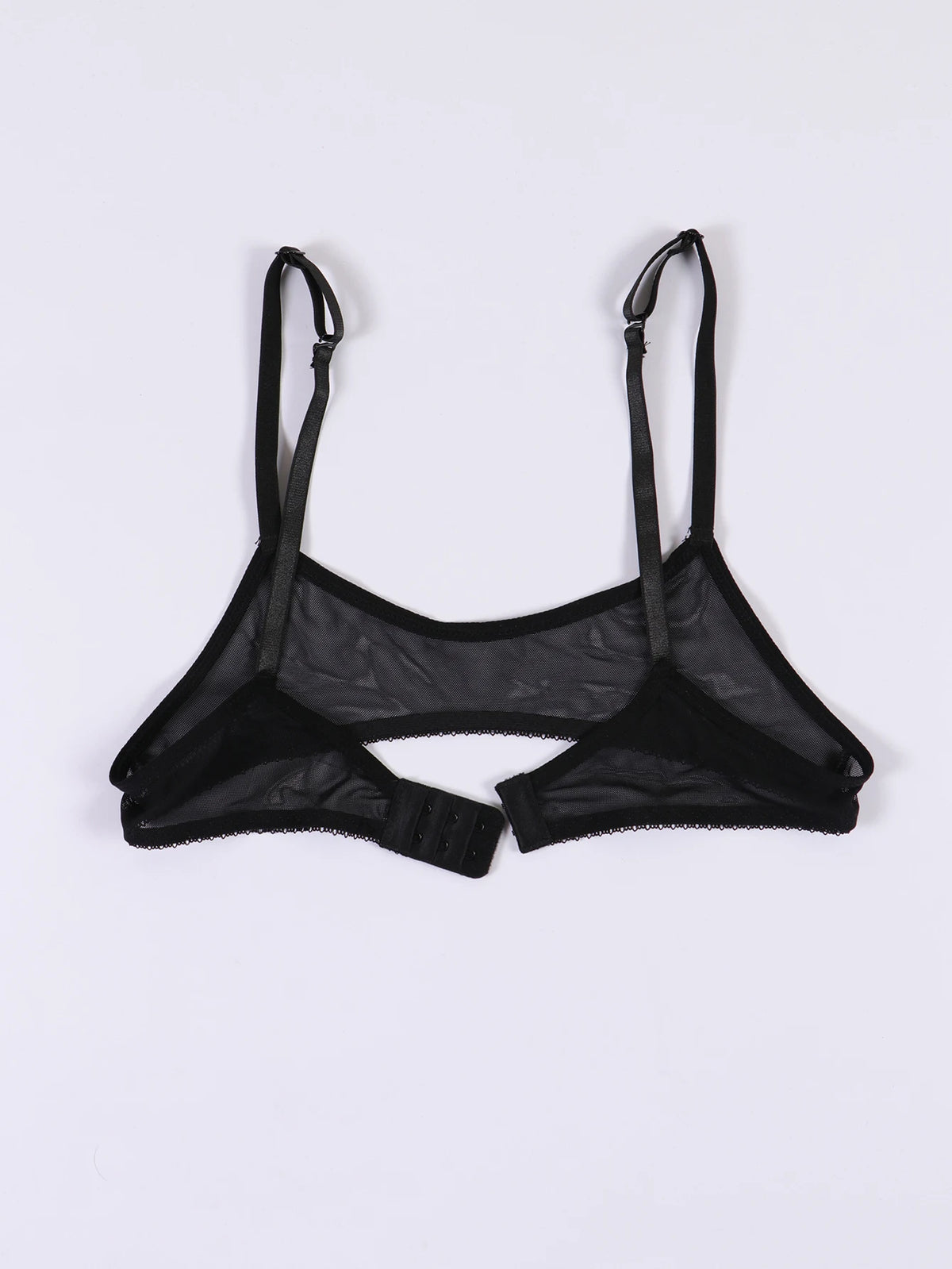Ladies' sexy 1/4 Cup Mesh Bra, Sheer Wireless Breathable Balconette Bralette Top