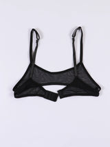 Ladies' sexy 1/4 Cup Mesh Bra, Sheer Wireless Breathable Balconette Bralette Top