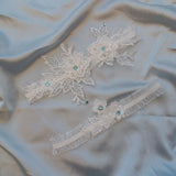 Sexy Lace Garter Women Socks Ring Bride Leg Ring Wedding Dress Ring Decoration Garters Thigh Bands Flowers With Rhinestone Blue