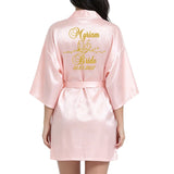 Customized Logo Wedding Date Name Bathrobe Faux Silk Bridal Robe Bride Bridesmaid Wedding Robes Woman Bachelorette Preparewear