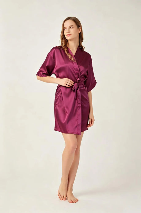 Women Satin Kimono Robe Silky Bride Bridesmaid Bathrobe Short Nightgown for Wedding Party Spa Sleepover Home Sleepwear Robes